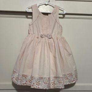 Rachel Zoe pink pin stripes dress with floral trim.